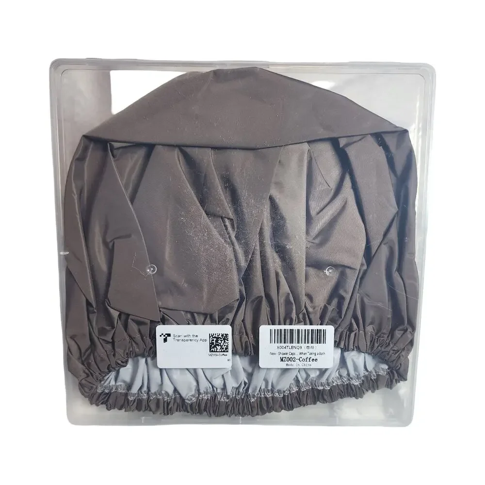 Reusable Waterproof Shower Cap Double Layer Hair Bath Cap Coffee Brown unisex